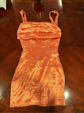 Lucy in the Sky Orange Shimmer Mini Dress